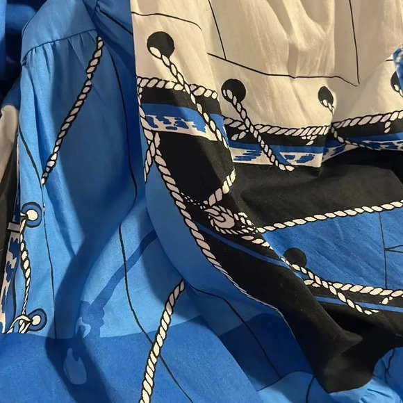 J. Crew Tie Front Cotton Poplin Midi Ratti Regatta Print Dress size 0 - Picture 13 of 13